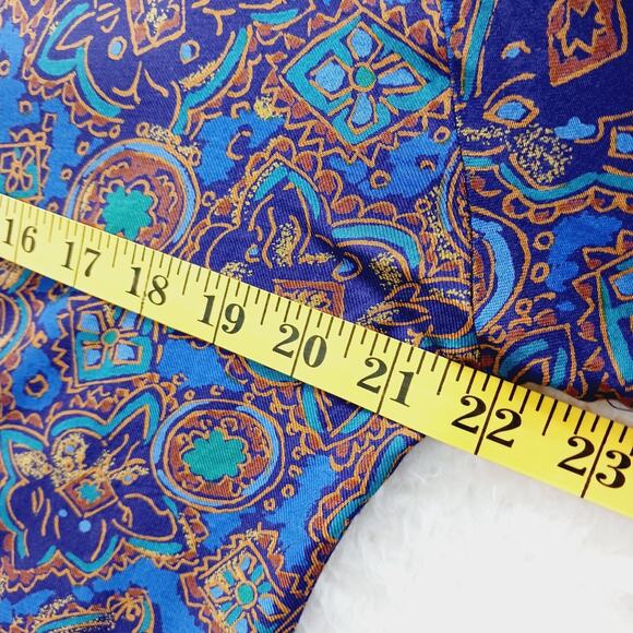 Pendleton Blouse Size 8 Blue Gold Paisley Boho Luxe Art Teacher Witchy Office - Picture 13 of 16